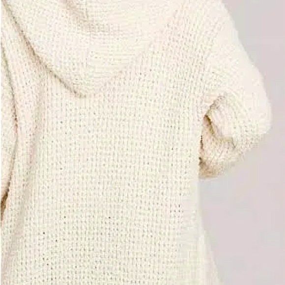 Peace Love World Ivory Mohair Style Hooded Long Cross Over Close Knit Duster1X2X - Picture 5 of 16